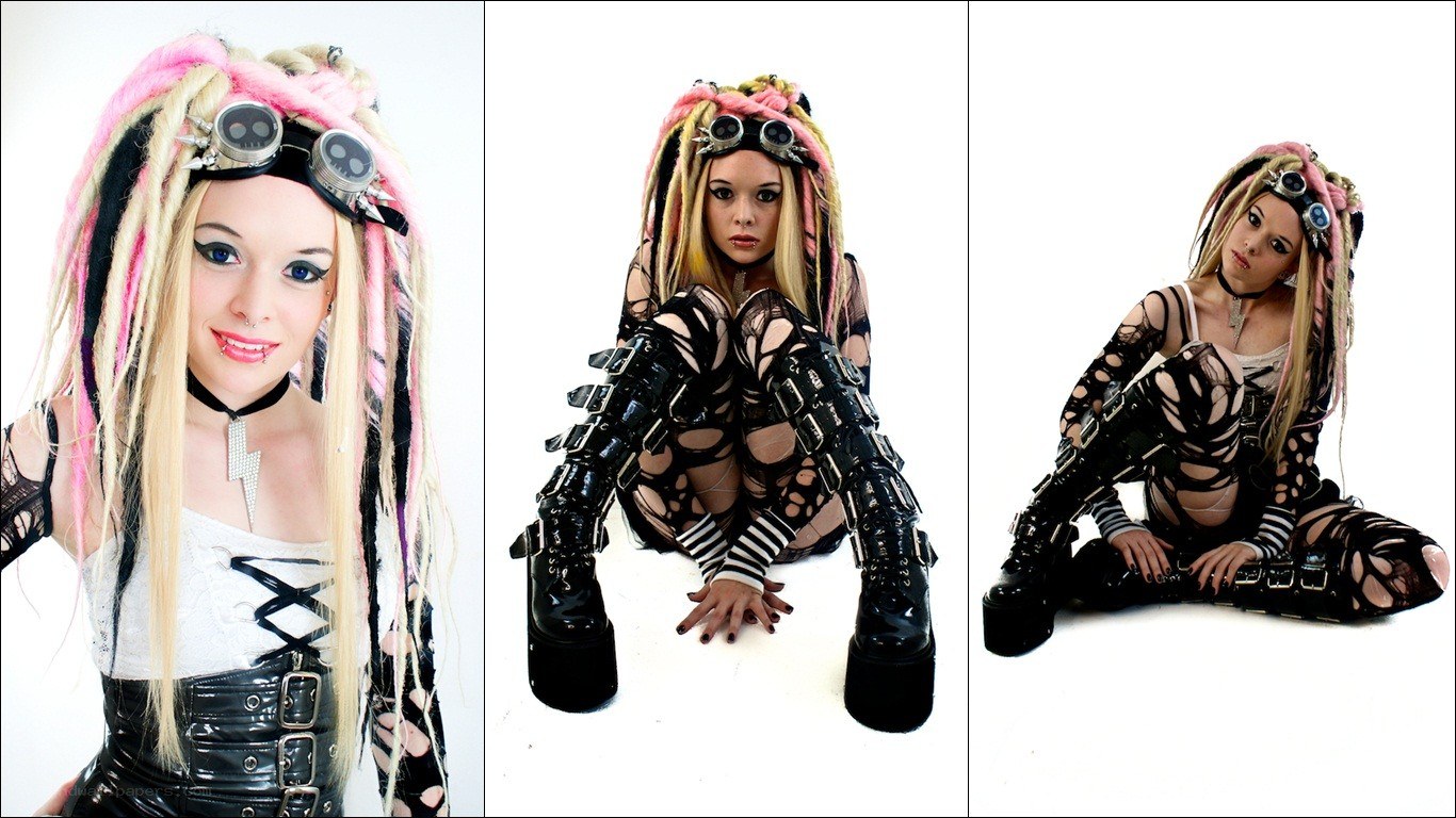 punk fashion model with dreadlocks