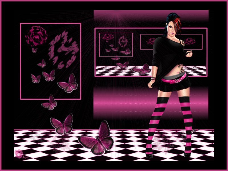 punk girl with butterflies