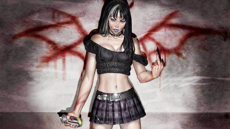 punk girl with spray can
