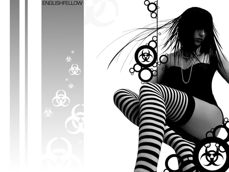 punk girl with striped tights