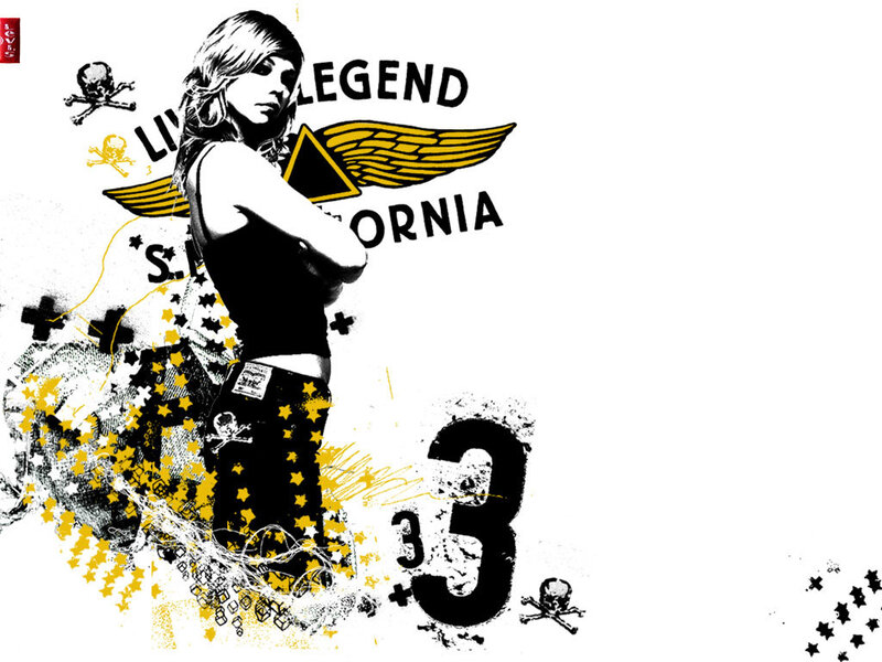 punk girl with wings and stars