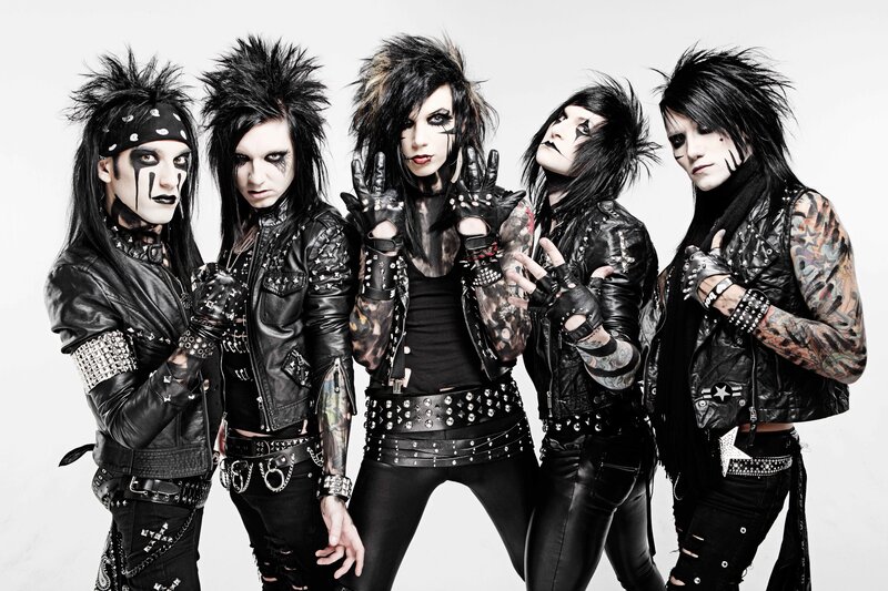 punk rock band in black leather
