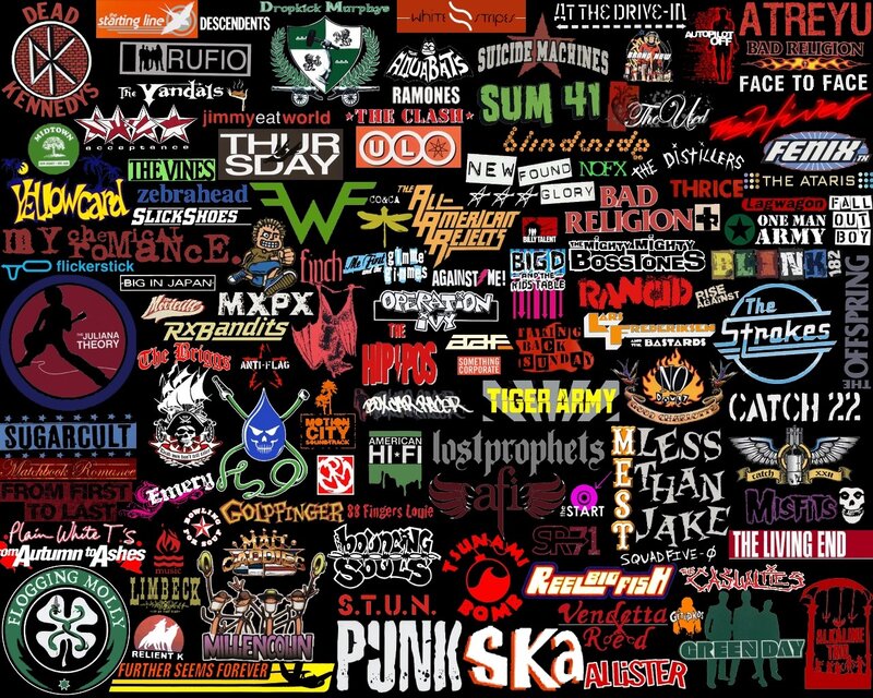 punk rock band logos collage