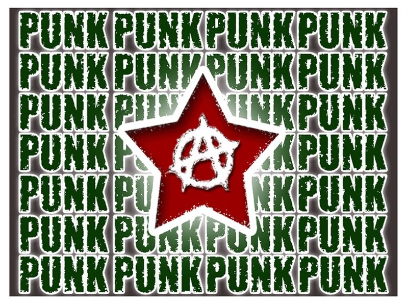 Punk text with anarchy symbol