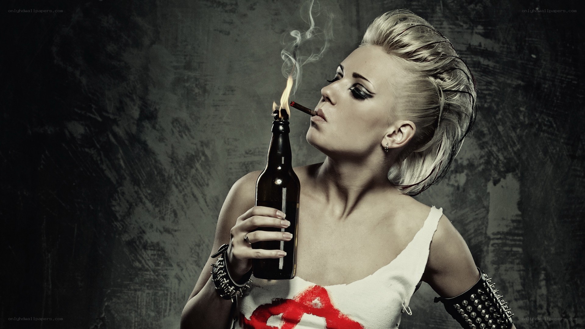 punk woman with cigarette