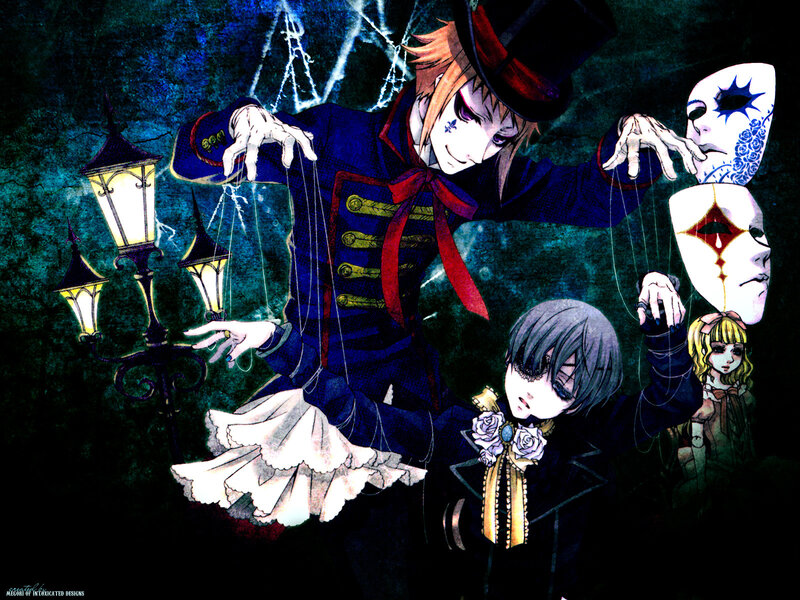 Puppet master with masked figures