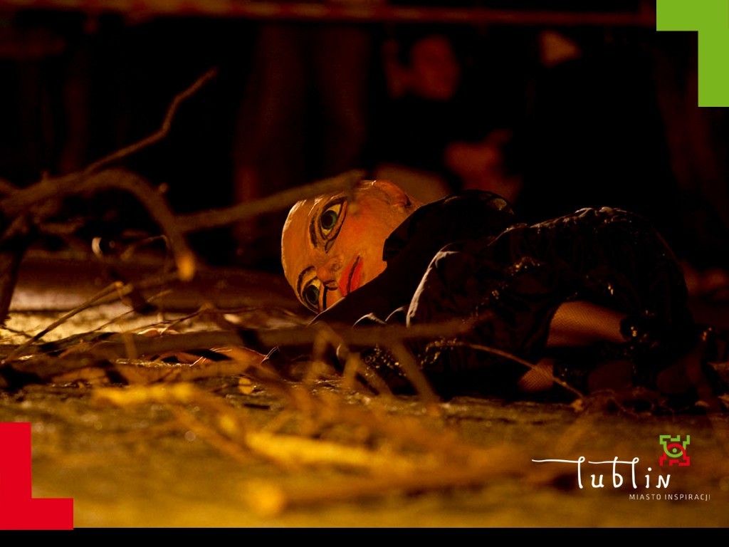 Puppet on the ground at night