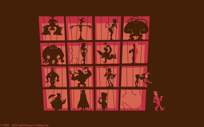 Puppet show characters in cages