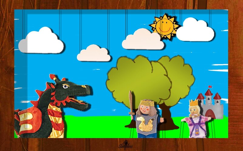 Puppet show with dragon and castle