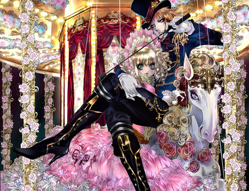 puppeteer and doll in a carousel
