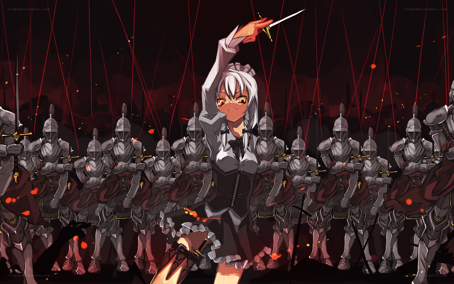 Puppeteer with armored soldiers