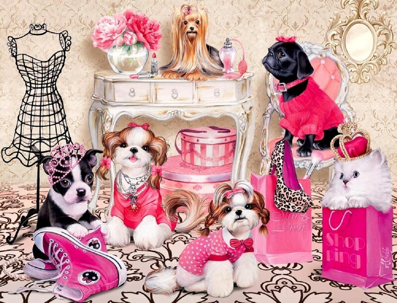 Puppies and Kitten in Fashion