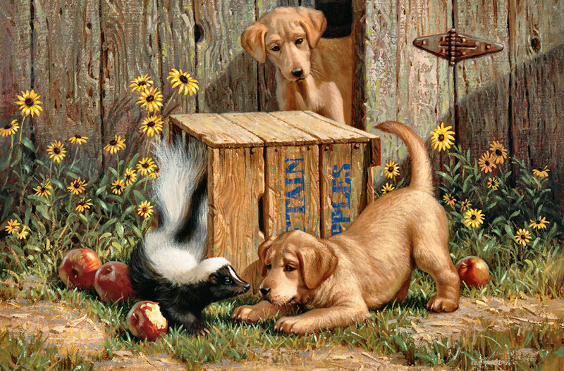 Puppies and Skunk
