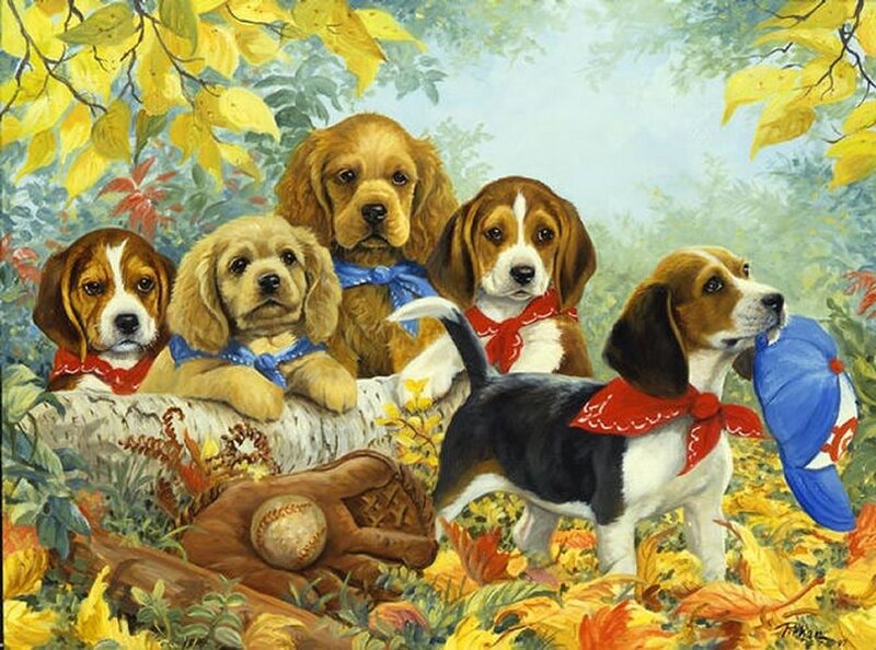 Puppies in Autumn
