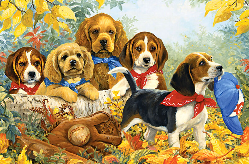 Puppies in Autumn — Yellow