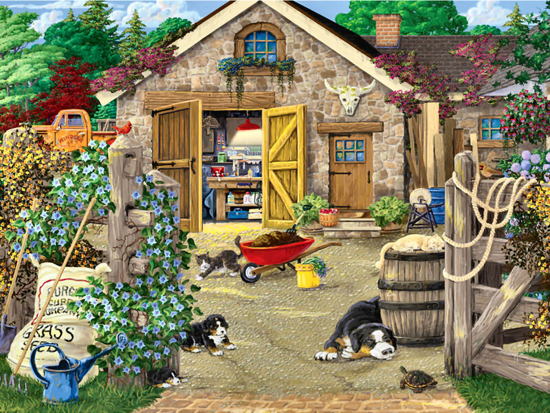 Puppies in Courtyard