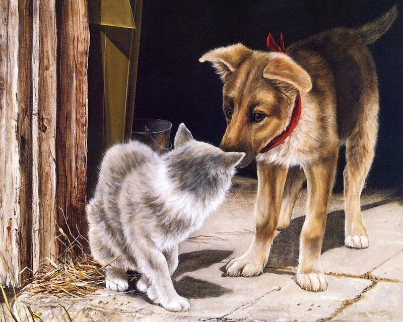 Puppy and Kitten — Brown