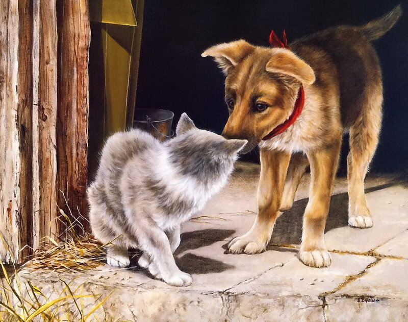 Puppy and Kitten Interaction