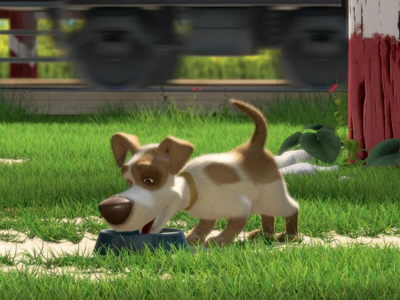 Puppy Eating from Bowl — Green