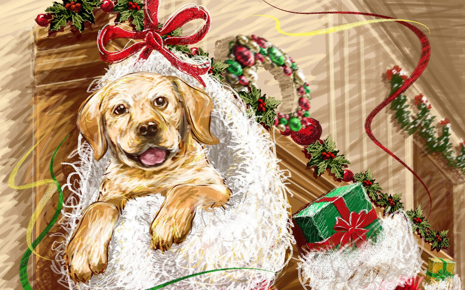 Puppy in Christmas hat
