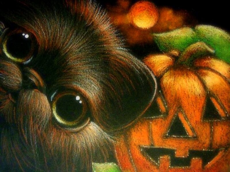 Puppy with Pumpkin