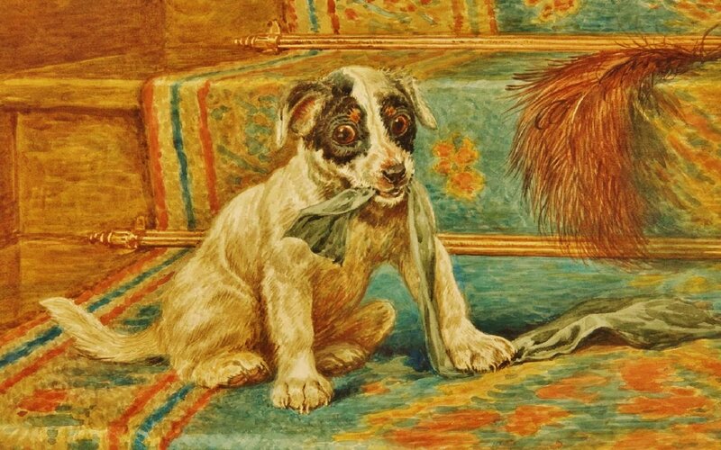 Puppy with Ribbon
