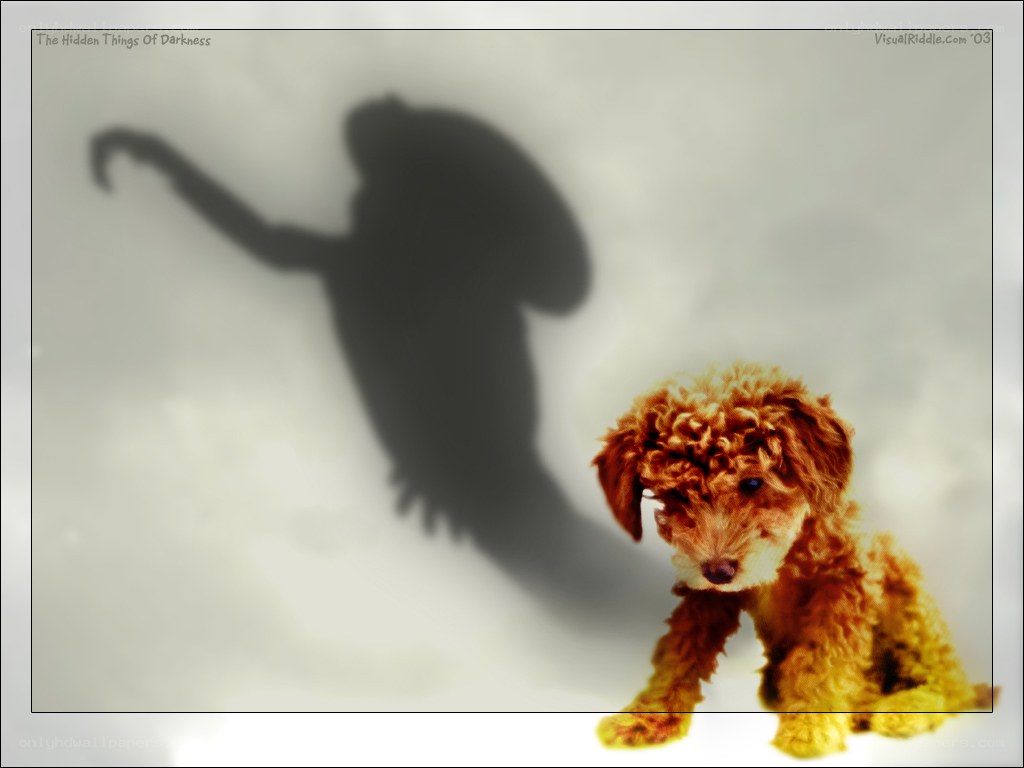Puppy with shadowy figure