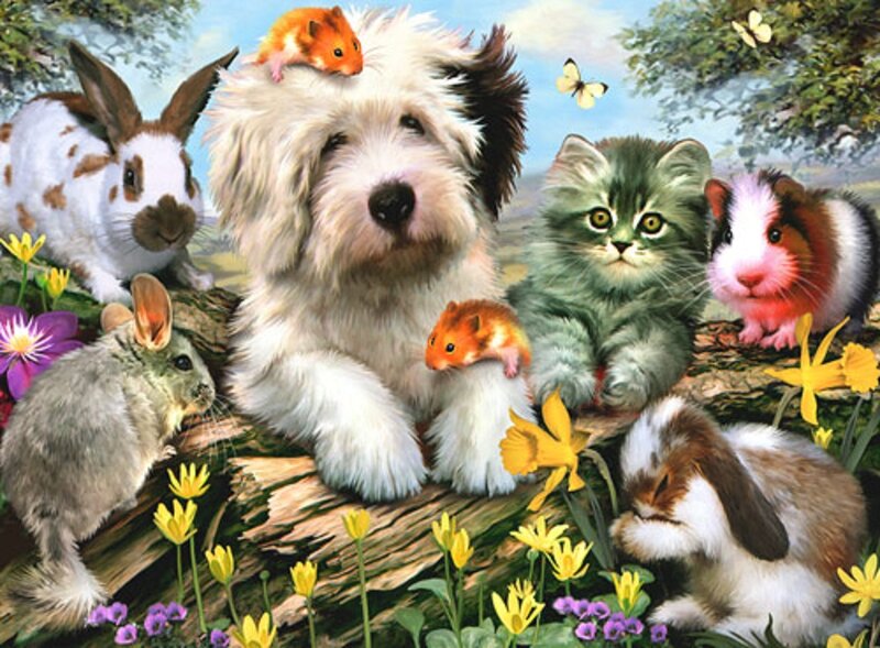 Puppy with Small Animals