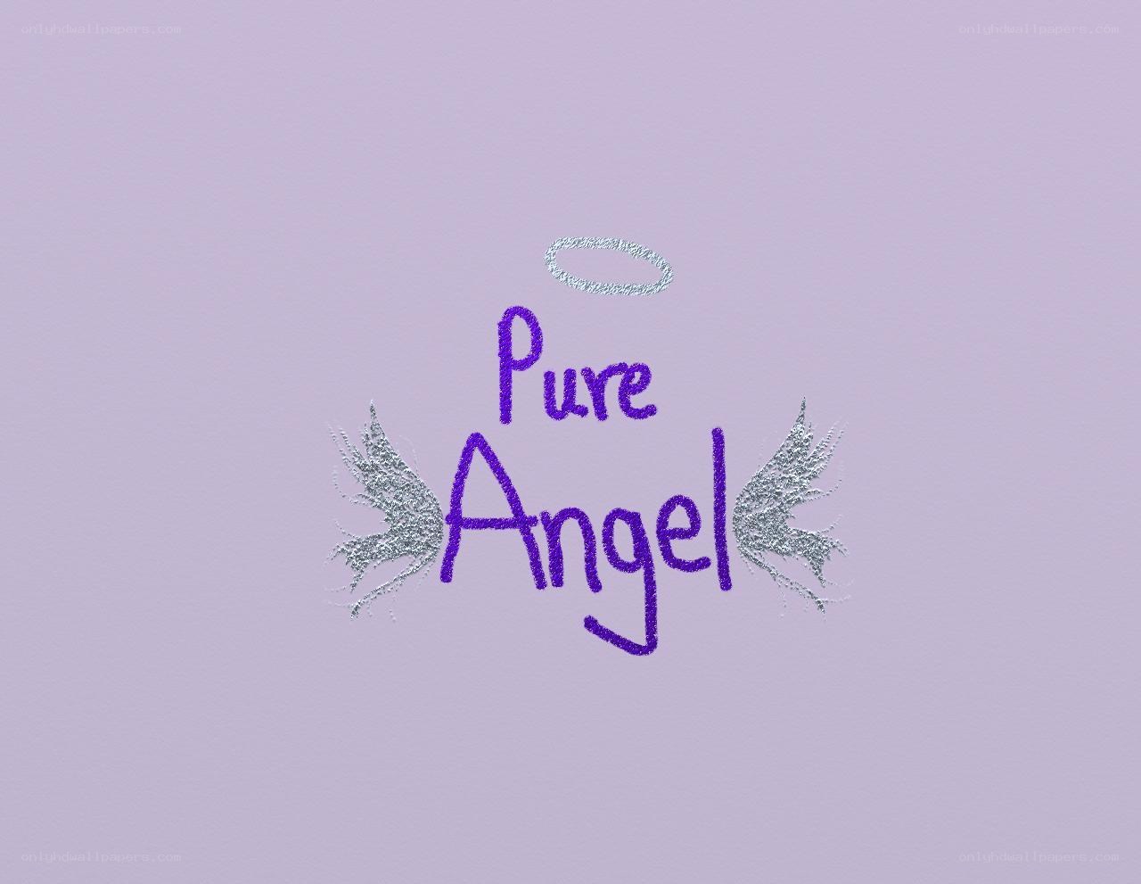 Pure Angel text with wings