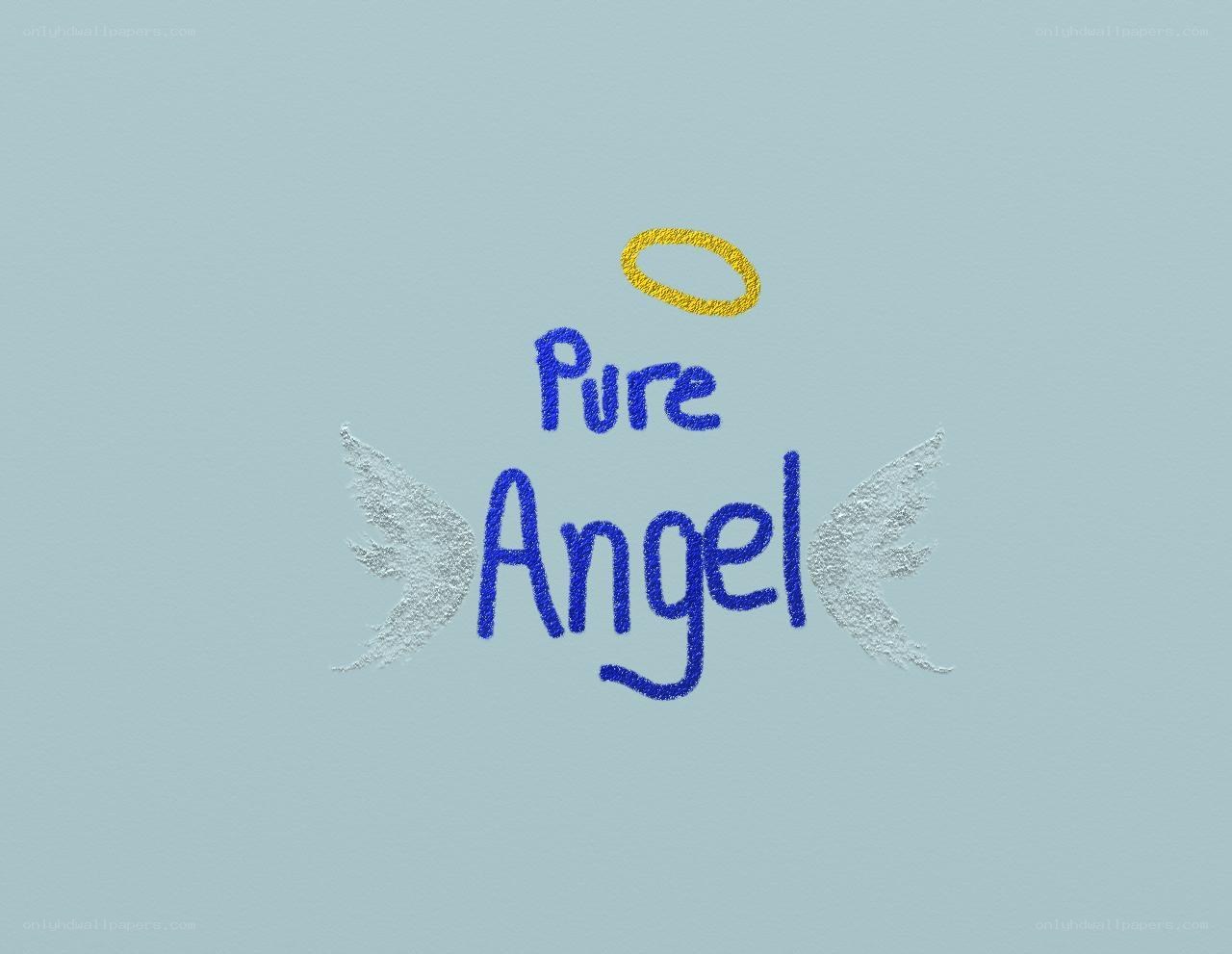 Pure Angel text with wings