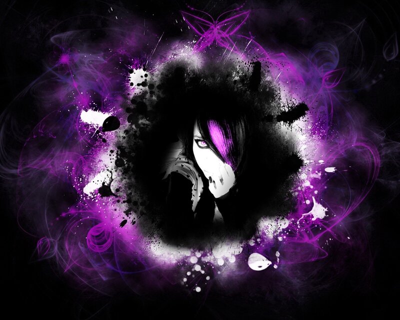 purple abstract art with character