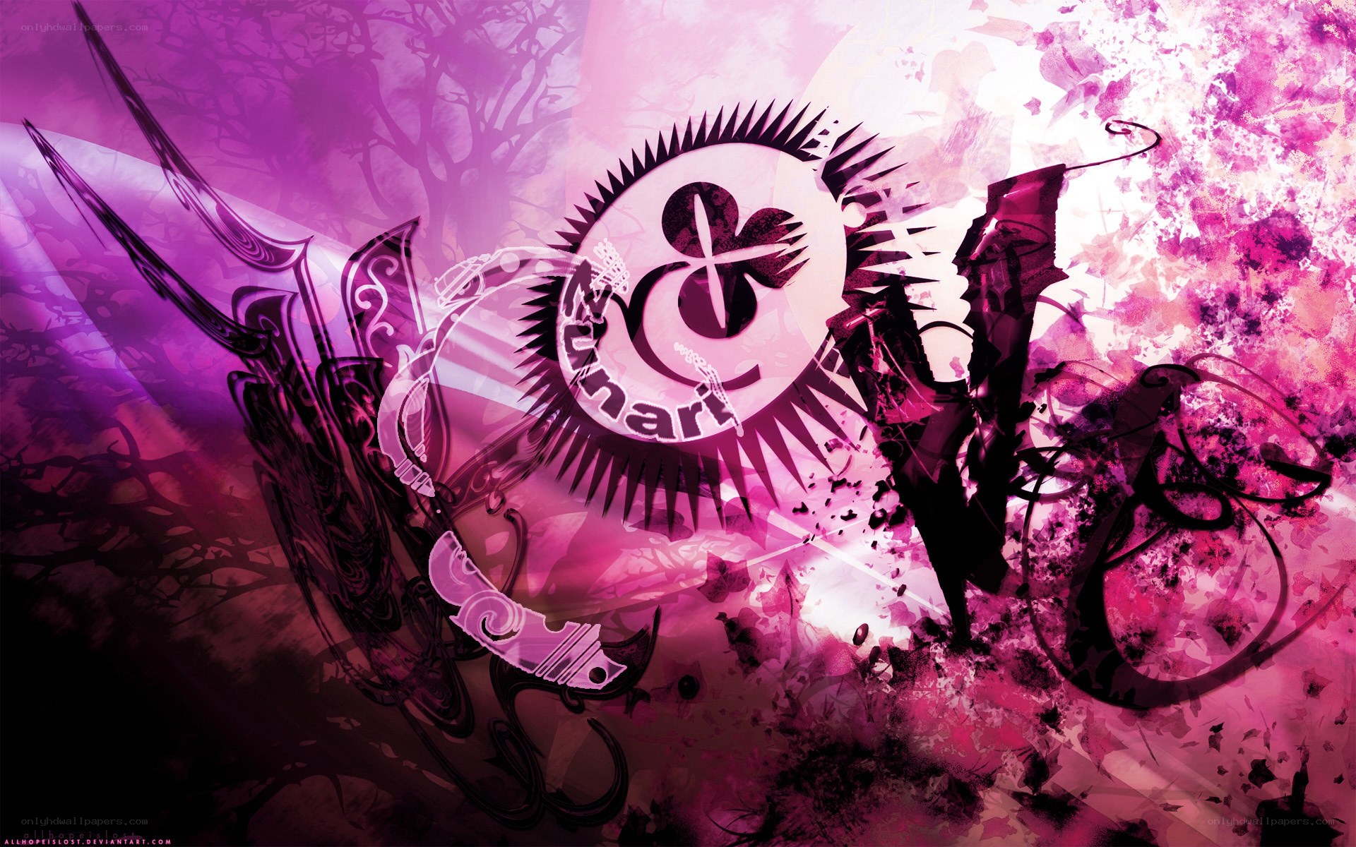 purple abstract art with logo