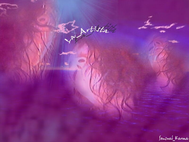 Purple abstract art with text