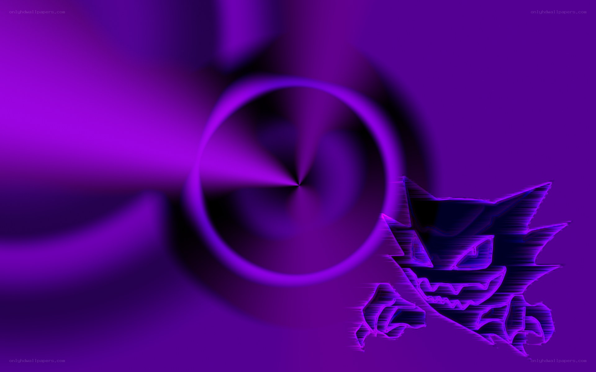 purple abstract design with character