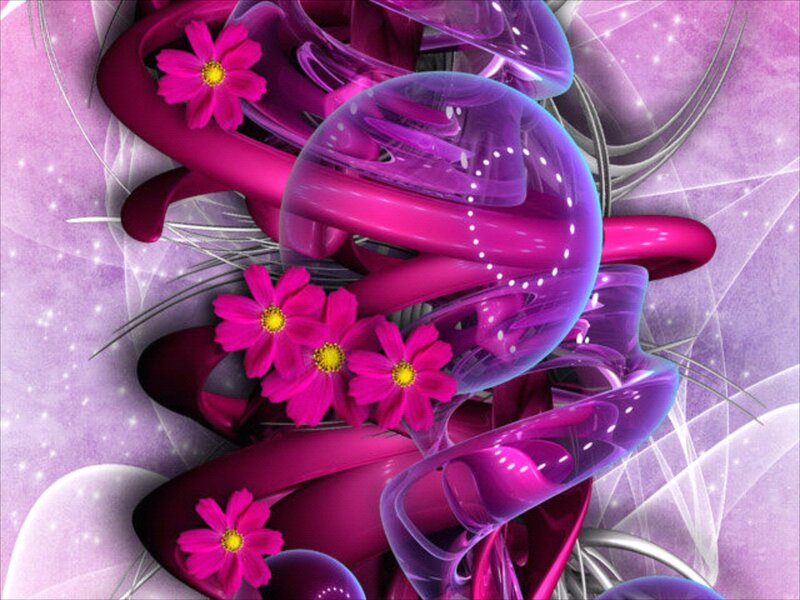 Purple Abstract Flowers — Dreamy