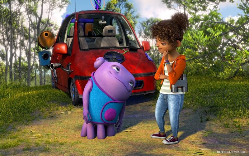 Purple Alien and Girl
