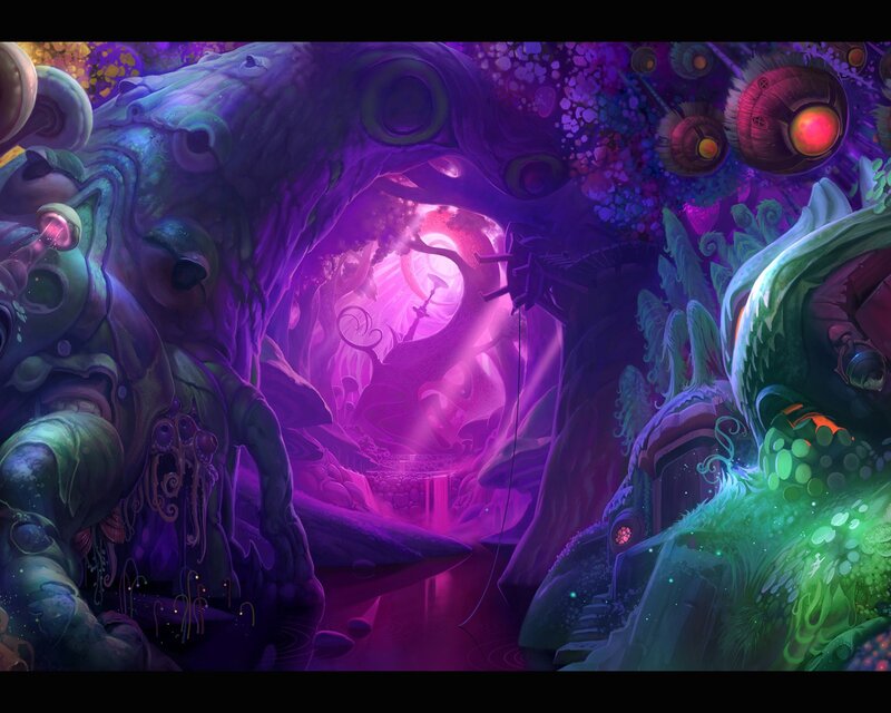 purple alien cave landscape