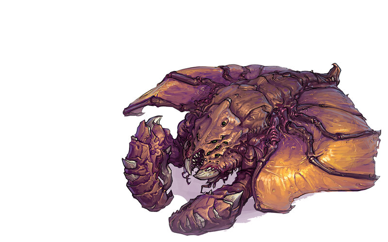 purple alien creature concept art