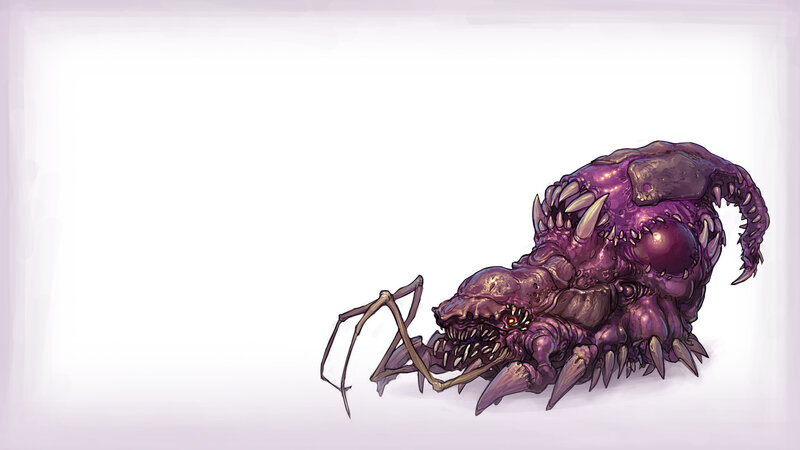 Purple Alien Creature — Dark, Digital Art, Spider Legs