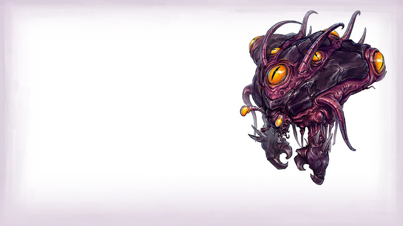 Purple Alien Creature — Dark, Digital Art