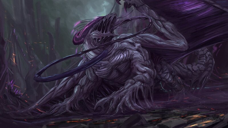 Purple Alien Creature — Dramatic, Night