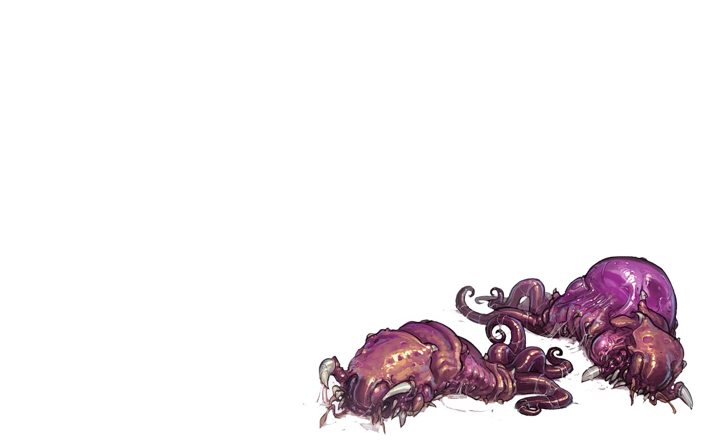 purple alien creatures lying down