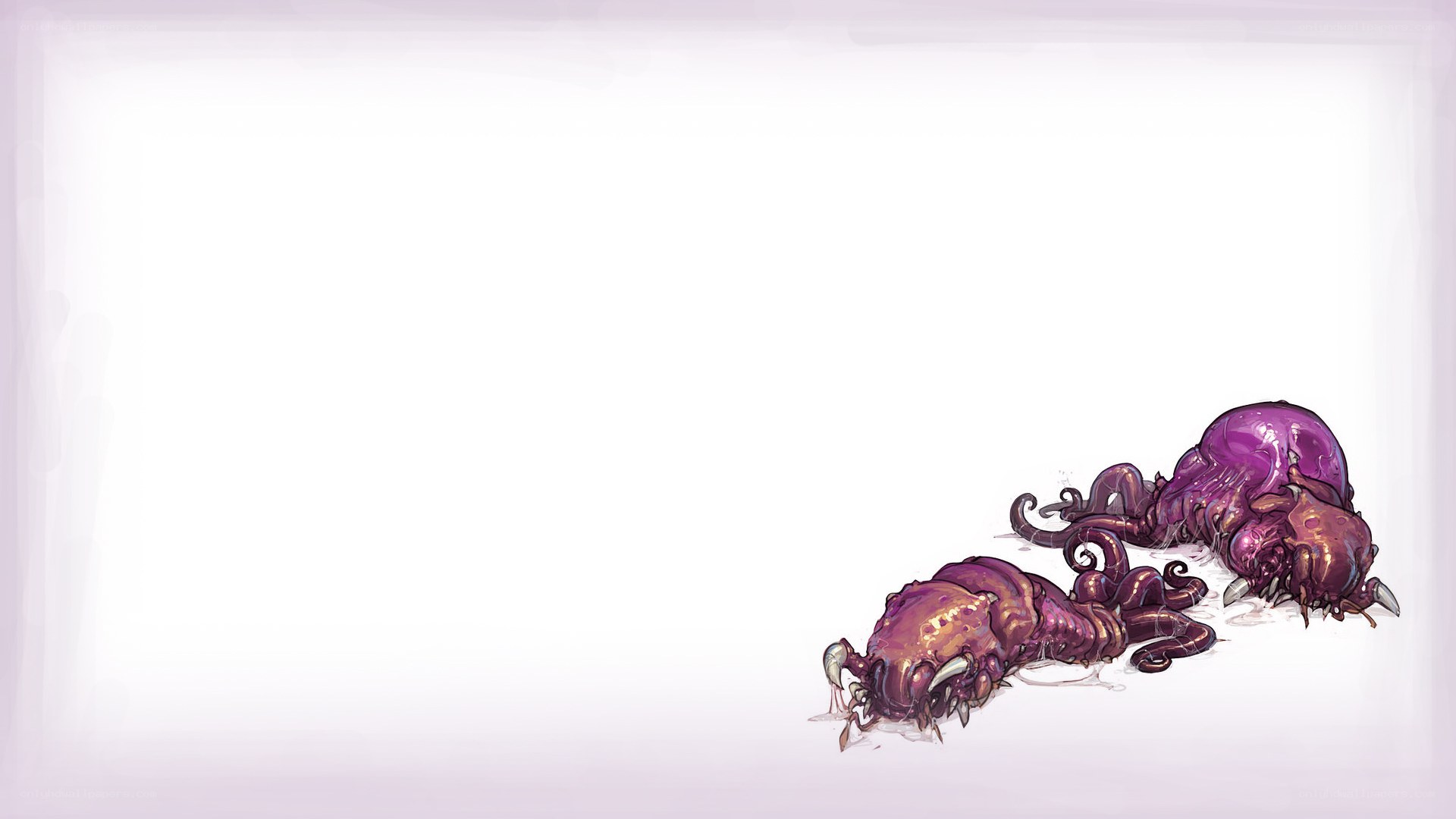 Purple alien creatures lying down