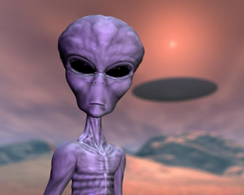 Purple Alien Figure — Dramatic