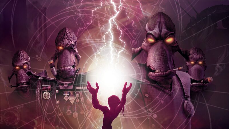 Purple Alien Figures — Dramatic