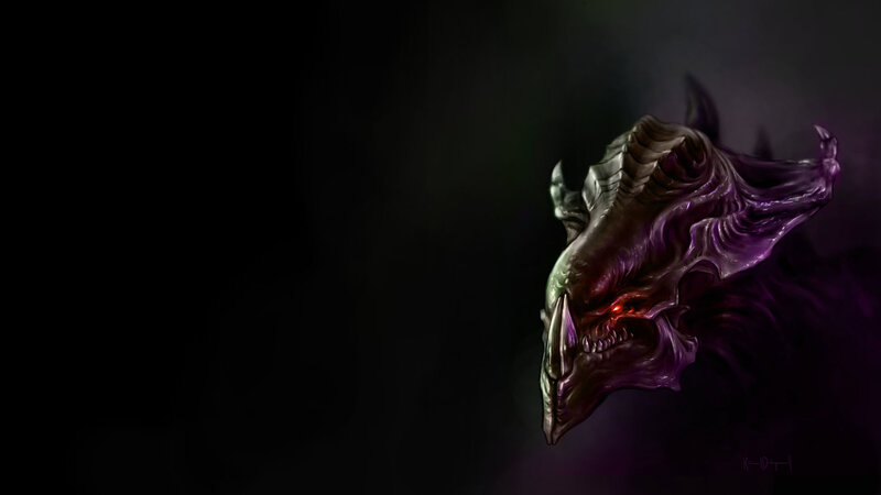 Purple Alien Head — Black