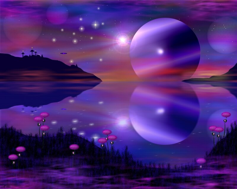 Purple alien landscape at dusk