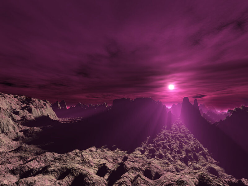 Purple Alien Landscape — Dramatic, Sunset