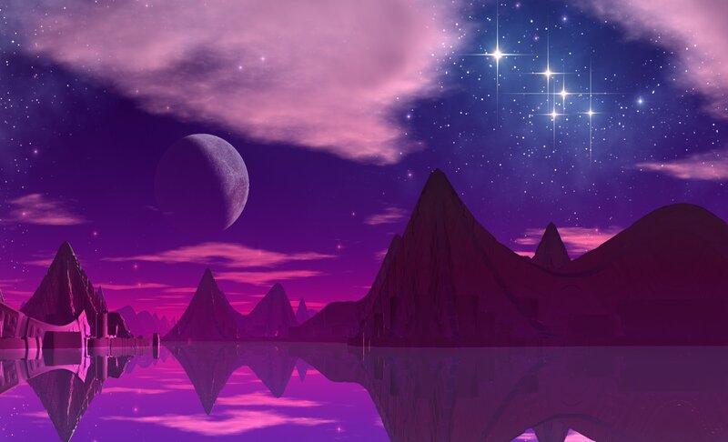 Purple Alien Landscape — Serene, Night