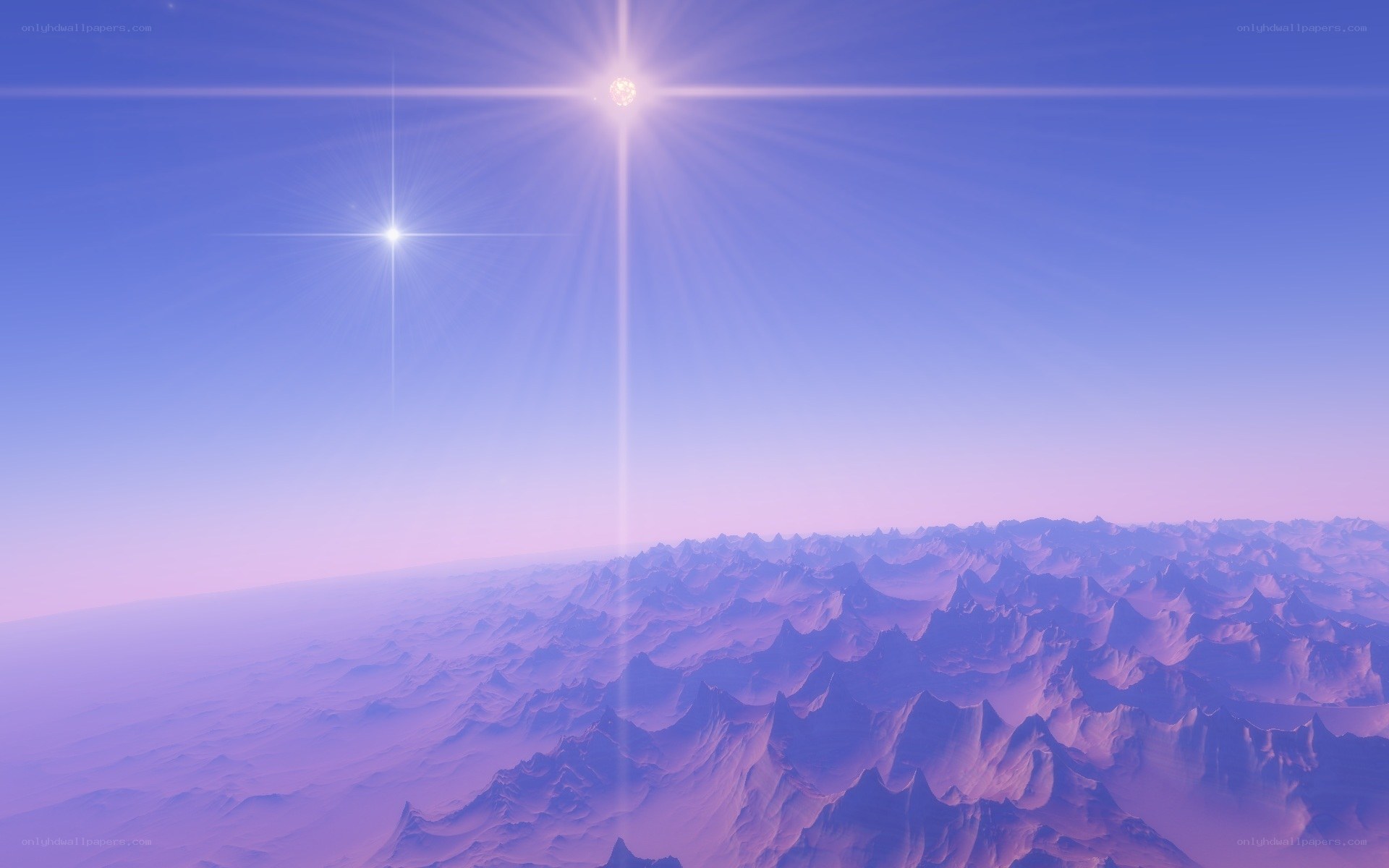 purple alien landscape with stars